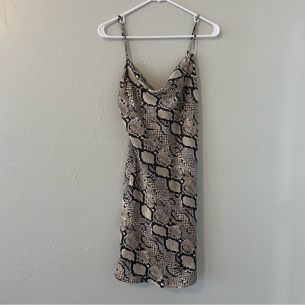 Audrey 3+1 faux snake skin slip dress